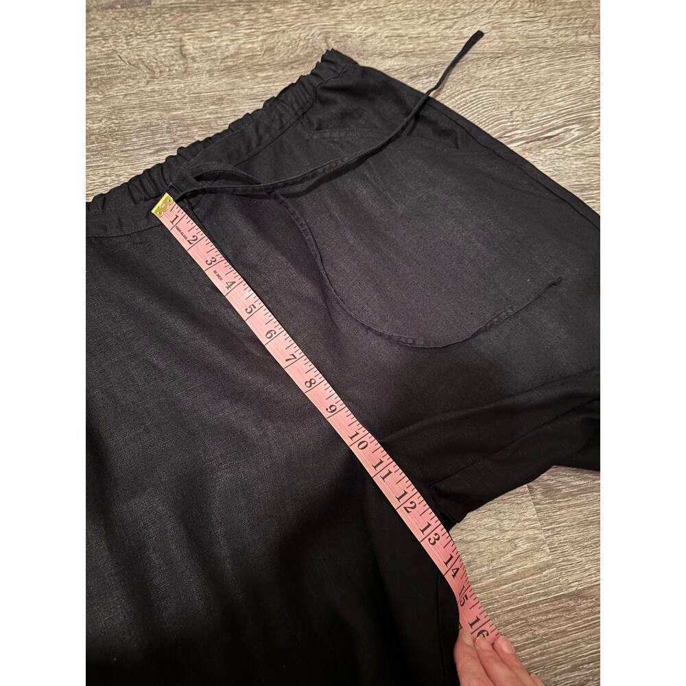 J. Jill Black 100% Linen Wide Leg Pants Elastic Waist Pull On M - Picture 8 of 9